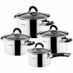 ქვაბების ნაკრები Ardesto Cookware set  Gemini Monza with drain, 8 pcs., Handles with gray silicone, stainless steel - TechMall.geქვაბების ნაკრები Ardesto Cookware set  Gemini Monza with drain, 8 pcs., Handles with gray silicone, stainless steel - TechMall.ge ,ქვაბების ნაკრები Ardesto Cookware set  Gemini Monza with drain, 8 pcs., Handles with gray silicone, stainless steel - TechMall.ge