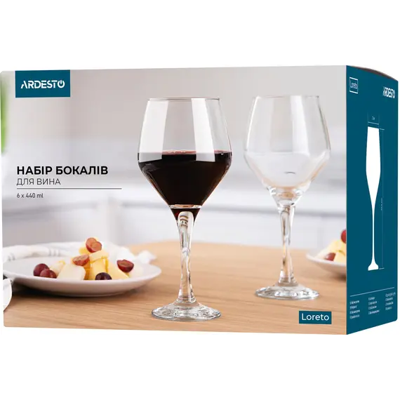 ღვინის ჭიქები Ardesto Wine glasses set Loreto 6 pcs, 440 ml, glass, 2 image - TechMall.geღვინის ჭიქები Ardesto Wine glasses set Loreto 6 pcs, 440 ml, glass, 2 image - TechMall.ge ,ღვინის ჭიქები Ardesto Wine glasses set Loreto 6 pcs, 440 ml, glass, 2 image - TechMall.ge