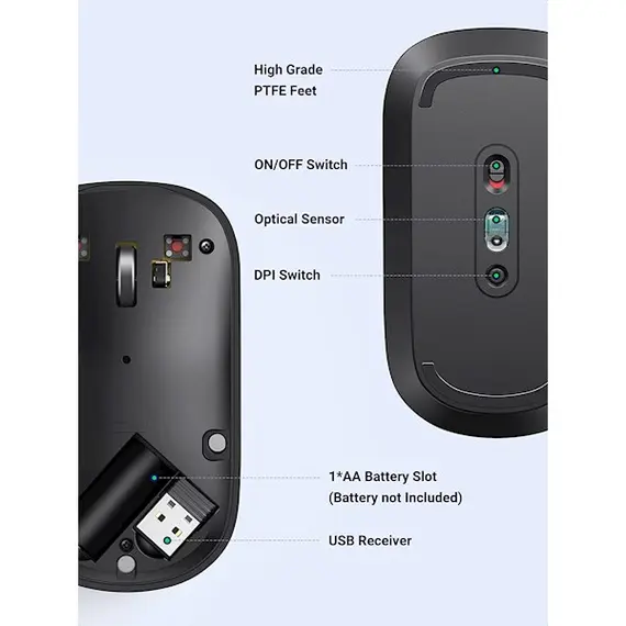 მაუსი UGREEN MU001 (90372) Wireless 2.4G Slim Silent Mouse, 4000DP, Light Black, 2 image - TechMall.geმაუსი UGREEN MU001 (90372) Wireless 2.4G Slim Silent Mouse, 4000DP, Light Black, 2 image - TechMall.ge ,მაუსი UGREEN MU001 (90372) Wireless 2.4G Slim Silent Mouse, 4000DP, Light Black, 2 image - TechMall.ge
