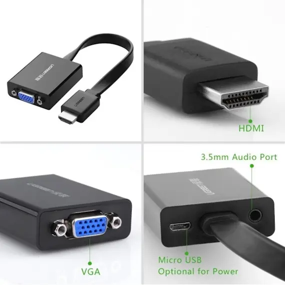 HDMI გადამყვანი UGREEN MM103 (40248) HDMI to VGA Converter 25cm (Black), 2 image - TechMall.geHDMI გადამყვანი UGREEN MM103 (40248) HDMI to VGA Converter 25cm (Black), 2 image - TechMall.ge ,HDMI გადამყვანი UGREEN MM103 (40248) HDMI to VGA Converter 25cm (Black), 2 image - TechMall.ge
