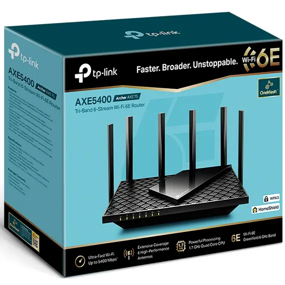 Wi-Fi როუტერი TP-Link Archer AXE75 AXE5400 Tri-Band Gigabit Wi-Fi 6E Router, 4 image - TechMall.geWi-Fi როუტერი TP-Link Archer AXE75 AXE5400 Tri-Band Gigabit Wi-Fi 6E Router, 4 image - TechMall.ge ,Wi-Fi როუტერი TP-Link Archer AXE75 AXE5400 Tri-Band Gigabit Wi-Fi 6E Router, 4 image - TechMall.ge