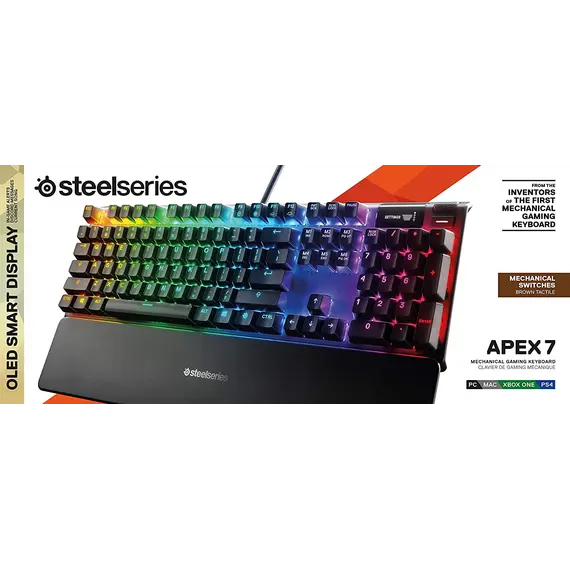 კლავიატურა SteelSeries Keyboard Apex 7 RGB 106key Brown Switch USB EN Black, 3 image - TechMall.geკლავიატურა SteelSeries Keyboard Apex 7 RGB 106key Brown Switch USB EN Black, 3 image - TechMall.ge ,კლავიატურა SteelSeries Keyboard Apex 7 RGB 106key Brown Switch USB EN Black, 3 image - TechMall.ge