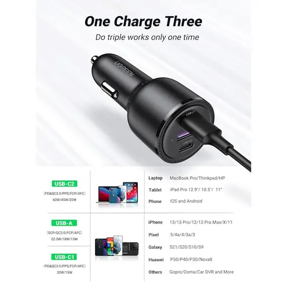 მანქანის დამტენი UGREEN CD239 (20467), 69W, USB, 2xUSB-C, Type-c Black, 2 image - TechMall.geმანქანის დამტენი UGREEN CD239 (20467), 69W, USB, 2xUSB-C, Type-c Black, 2 image - TechMall.ge ,მანქანის დამტენი UGREEN CD239 (20467), 69W, USB, 2xUSB-C, Type-c Black, 2 image - TechMall.ge