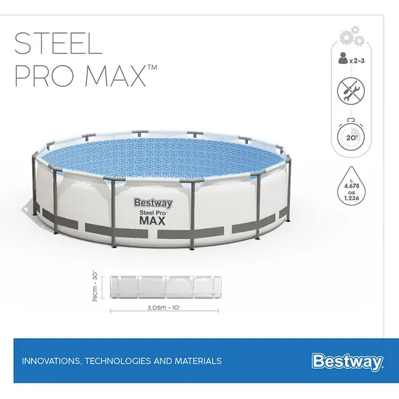 კარკასული აუზი Bestway Steel Pro Max Frame Pool 3.05mx76cm 56406, 3 image - TechMall.geკარკასული აუზი Bestway Steel Pro Max Frame Pool 3.05mx76cm 56406, 3 image - TechMall.ge ,კარკასული აუზი Bestway Steel Pro Max Frame Pool 3.05mx76cm 56406, 3 image - TechMall.ge