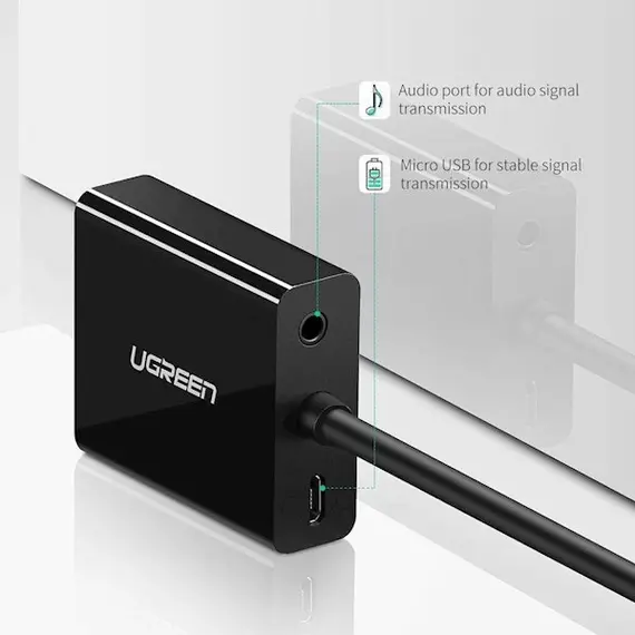 ადაპტერი UGREEN HU-516 (20694), HDMI to VGA Adapter With 3.5mm, 30cm, Black, 2 image - TechMall.geადაპტერი UGREEN HU-516 (20694), HDMI to VGA Adapter With 3.5mm, 30cm, Black, 2 image - TechMall.ge ,ადაპტერი UGREEN HU-516 (20694), HDMI to VGA Adapter With 3.5mm, 30cm, Black, 2 image - TechMall.ge