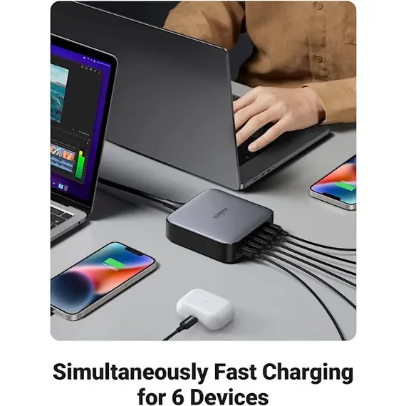 დამტენი UGREEN CD271 (40914), 200W, 4xUSB-C, Type-c, 2xUSB, Space Gray, 2 image - TechMall.geდამტენი UGREEN CD271 (40914), 200W, 4xUSB-C, Type-c, 2xUSB, Space Gray, 2 image - TechMall.ge ,დამტენი UGREEN CD271 (40914), 200W, 4xUSB-C, Type-c, 2xUSB, Space Gray, 2 image - TechMall.ge