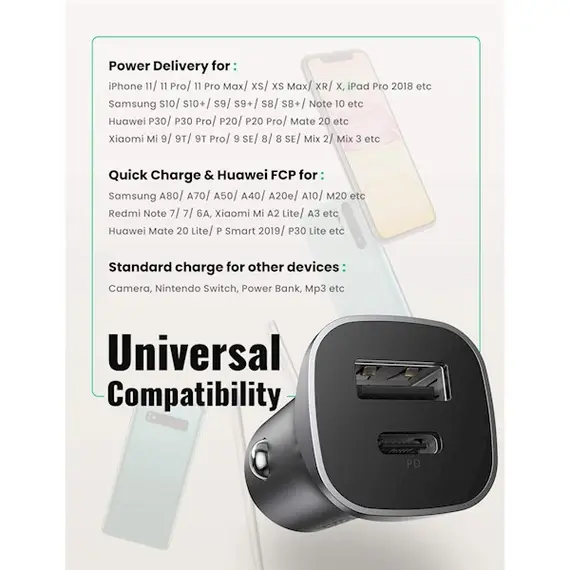 მანქანის USB დამტენი UGREEN CD130 (30780) Dual USB Car Charger 18W Type-C, 3 image - TechMall.geმანქანის USB დამტენი UGREEN CD130 (30780) Dual USB Car Charger 18W Type-C, 3 image - TechMall.ge ,მანქანის USB დამტენი UGREEN CD130 (30780) Dual USB Car Charger 18W Type-C, 3 image - TechMall.ge