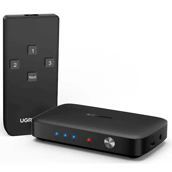ადაპტერი UGREEN CM332 (80125), HDMI Switch 3 In 1 Out 4K HDMI Switcher With Remote Control, Black, 3 image - TechMall.geადაპტერი UGREEN CM332 (80125), HDMI Switch 3 In 1 Out 4K HDMI Switcher With Remote Control, Black, 3 image - TechMall.ge ,ადაპტერი UGREEN CM332 (80125), HDMI Switch 3 In 1 Out 4K HDMI Switcher With Remote Control, Black, 3 image - TechMall.ge