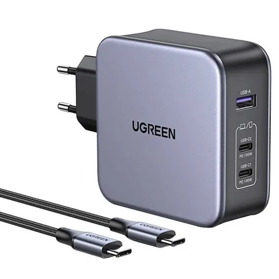 დამტენი UGREEN CD289 (90549), 140W, USB, USB-C, Gray, 2 image - TechMall.geდამტენი UGREEN CD289 (90549), 140W, USB, USB-C, Gray, 2 image - TechMall.ge ,დამტენი UGREEN CD289 (90549), 140W, USB, USB-C, Gray, 2 image - TechMall.ge