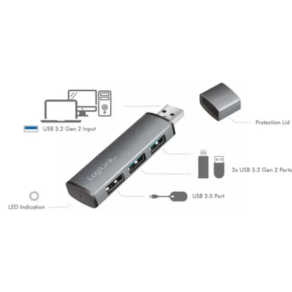 USB ჰაბი Logilink UA0395 USB 3.2 Gen2 3-port Hub with Aluminum Casing, 3 image - TechMall.geUSB ჰაბი Logilink UA0395 USB 3.2 Gen2 3-port Hub with Aluminum Casing, 3 image - TechMall.ge ,USB ჰაბი Logilink UA0395 USB 3.2 Gen2 3-port Hub with Aluminum Casing, 3 image - TechMall.ge