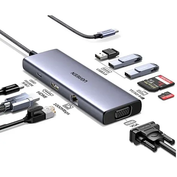 USB ჰაბი UGREEN CM498 (15600), USB-C, USB, HDMI, VGA, RJ45, SD, TF, Hub, Gray - TechMall.geUSB ჰაბი UGREEN CM498 (15600), USB-C, USB, HDMI, VGA, RJ45, SD, TF, Hub, Gray - TechMall.ge ,USB ჰაბი UGREEN CM498 (15600), USB-C, USB, HDMI, VGA, RJ45, SD, TF, Hub, Gray - TechMall.ge