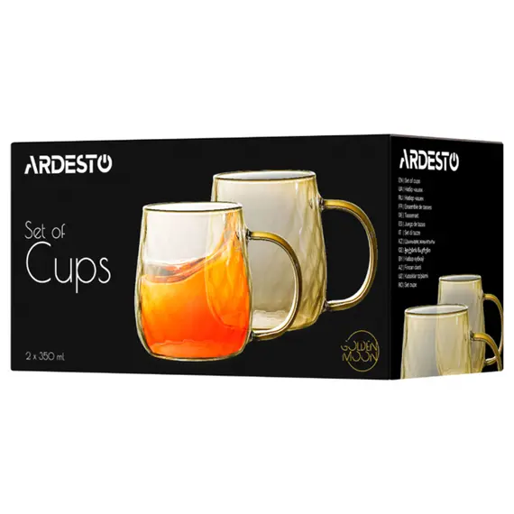 ყავის ჭიქა Ardesto Set of cups Golden Moon, borosilicate glass, 350 ml, 2 pcs, 2 image - TechMall.geყავის ჭიქა Ardesto Set of cups Golden Moon, borosilicate glass, 350 ml, 2 pcs, 2 image - TechMall.ge ,ყავის ჭიქა Ardesto Set of cups Golden Moon, borosilicate glass, 350 ml, 2 pcs, 2 image - TechMall.ge