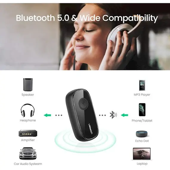 აუდიო ადაპტერი UGREEN CM279 (70304) Bluetooth 5.0 Receiver Audio Adapter APTX with Mic, Black, 3 image - TechMall.geაუდიო ადაპტერი UGREEN CM279 (70304) Bluetooth 5.0 Receiver Audio Adapter APTX with Mic, Black, 3 image - TechMall.ge ,აუდიო ადაპტერი UGREEN CM279 (70304) Bluetooth 5.0 Receiver Audio Adapter APTX with Mic, Black, 3 image - TechMall.ge