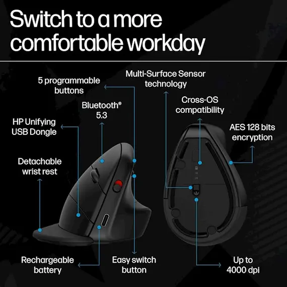 მაუსი HP 920 Ergo VRTCL Wireless Mouse (6H1A4AA), 3 image - TechMall.geმაუსი HP 920 Ergo VRTCL Wireless Mouse (6H1A4AA), 3 image - TechMall.ge ,მაუსი HP 920 Ergo VRTCL Wireless Mouse (6H1A4AA), 3 image - TechMall.ge