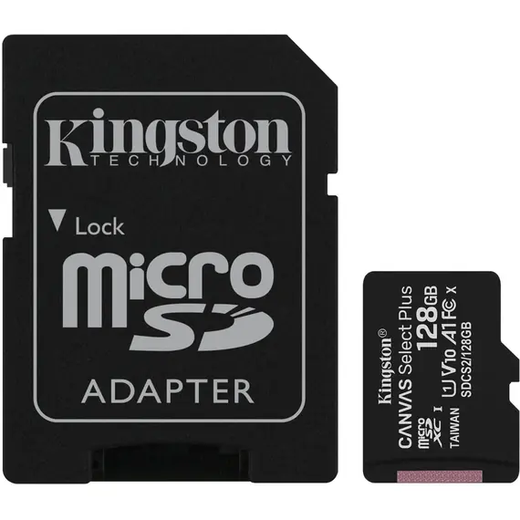 მეხსიერების ბარათი Kingston 128GB microSDXC C10 UHS-I R100MB/s Canvas Select Plus + SD - TechMall.geმეხსიერების ბარათი Kingston 128GB microSDXC C10 UHS-I R100MB/s Canvas Select Plus + SD - TechMall.ge ,მეხსიერების ბარათი Kingston 128GB microSDXC C10 UHS-I R100MB/s Canvas Select Plus + SD - TechMall.ge