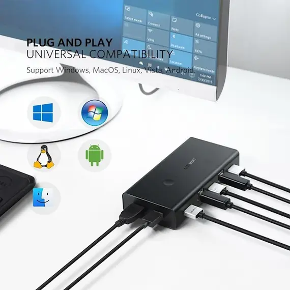 KVM სვიჩი UGREEN CM200 (50744), HDMI 2 IN 1 KVM Switcher, 4K*2K@30HZ, Black, 2 image - TechMall.geKVM სვიჩი UGREEN CM200 (50744), HDMI 2 IN 1 KVM Switcher, 4K*2K@30HZ, Black, 2 image - TechMall.ge ,KVM სვიჩი UGREEN CM200 (50744), HDMI 2 IN 1 KVM Switcher, 4K*2K@30HZ, Black, 2 image - TechMall.ge