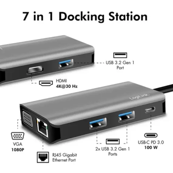 დოქ სადგური Logilink UA0410 USB 3.2 Gen 1 docking station USB-C 7 ports PD anthracite, 3 image - TechMall.geდოქ სადგური Logilink UA0410 USB 3.2 Gen 1 docking station USB-C 7 ports PD anthracite, 3 image - TechMall.ge ,დოქ სადგური Logilink UA0410 USB 3.2 Gen 1 docking station USB-C 7 ports PD anthracite, 3 image - TechMall.ge