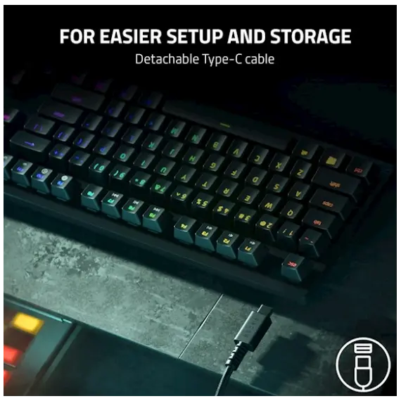 კლავიატურა Razer Keyboard Huntsman V2 TKL RGB 87key Red Switch USB EN, black, 4 image - TechMall.geკლავიატურა Razer Keyboard Huntsman V2 TKL RGB 87key Red Switch USB EN, black, 4 image - TechMall.ge ,კლავიატურა Razer Keyboard Huntsman V2 TKL RGB 87key Red Switch USB EN, black, 4 image - TechMall.ge