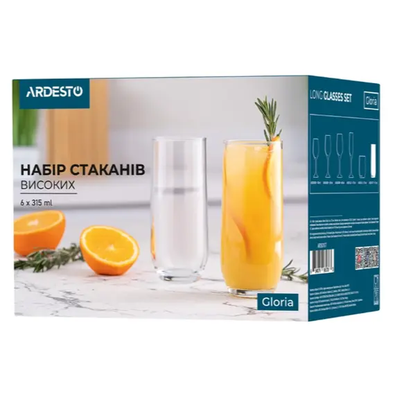 წვენის ჭიქების ნაკრები Ardesto Long glasses set Gloria 315 ml, 6 pcs, glass, 2 image - TechMall.geწვენის ჭიქების ნაკრები Ardesto Long glasses set Gloria 315 ml, 6 pcs, glass, 2 image - TechMall.ge ,წვენის ჭიქების ნაკრები Ardesto Long glasses set Gloria 315 ml, 6 pcs, glass, 2 image - TechMall.ge