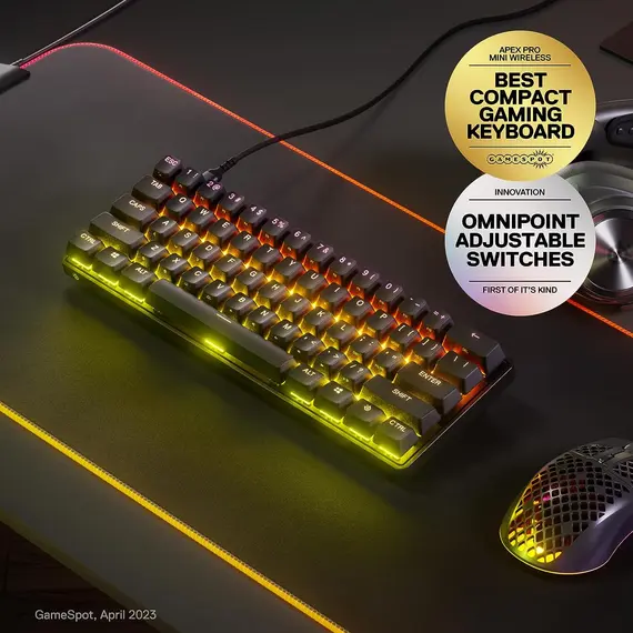 კლავიატურა SteelSeries Keyboard mechanical Apex Pro Mini 61key, HyperMagnetic Switch, USB-A/WL, EN, RGB, black, 2 image - TechMall.geკლავიატურა SteelSeries Keyboard mechanical Apex Pro Mini 61key, HyperMagnetic Switch, USB-A/WL, EN, RGB, black, 2 image - TechMall.ge ,კლავიატურა SteelSeries Keyboard mechanical Apex Pro Mini 61key, HyperMagnetic Switch, USB-A/WL, EN, RGB, black, 2 image - TechMall.ge