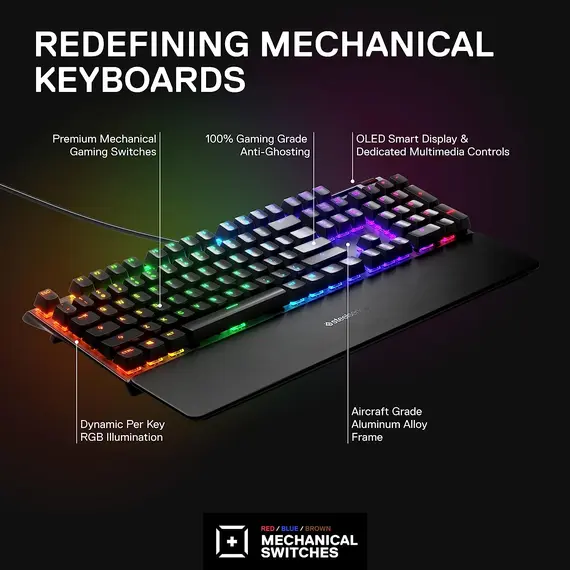 კლავიატურა SteelSeries Keyboard mechanical Apex 7 104key, Red Switch, USB-A, EN, RGB, black, 5 image - TechMall.geკლავიატურა SteelSeries Keyboard mechanical Apex 7 104key, Red Switch, USB-A, EN, RGB, black, 5 image - TechMall.ge ,კლავიატურა SteelSeries Keyboard mechanical Apex 7 104key, Red Switch, USB-A, EN, RGB, black, 5 image - TechMall.ge