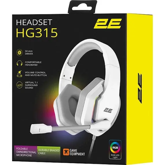 ყურსასმენი 2E HG315 Gaming Headset, Wired, RGB, USB, White, 5 image - TechMall.geყურსასმენი 2E HG315 Gaming Headset, Wired, RGB, USB, White, 5 image - TechMall.ge ,ყურსასმენი 2E HG315 Gaming Headset, Wired, RGB, USB, White, 5 image - TechMall.ge