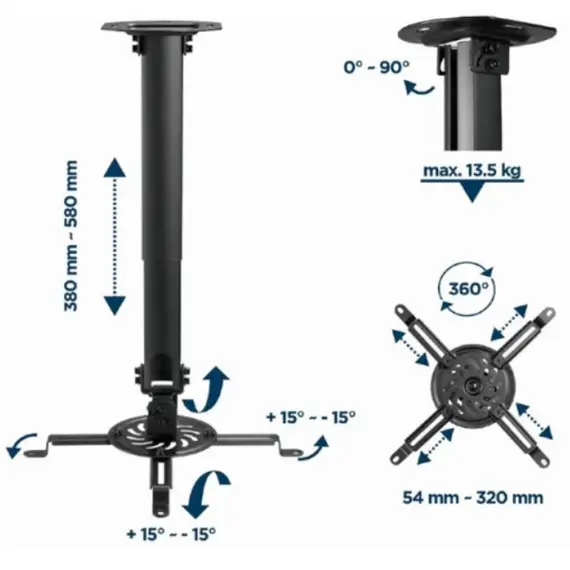 პროექტორის საკიდი Gembird CM-B-01 Adjustable Ceiling Mount For Projector/Beamer, 6 image - TechMall.geპროექტორის საკიდი Gembird CM-B-01 Adjustable Ceiling Mount For Projector/Beamer, 6 image - TechMall.ge ,პროექტორის საკიდი Gembird CM-B-01 Adjustable Ceiling Mount For Projector/Beamer, 6 image - TechMall.ge