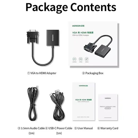 ადაპტერი UGREEN CM513 (50945), VGA To HDMI Adapter With 3.5mm And USB-C, 0.15cm, Black, 5 image - TechMall.geადაპტერი UGREEN CM513 (50945), VGA To HDMI Adapter With 3.5mm And USB-C, 0.15cm, Black, 5 image - TechMall.ge ,ადაპტერი UGREEN CM513 (50945), VGA To HDMI Adapter With 3.5mm And USB-C, 0.15cm, Black, 5 image - TechMall.ge
