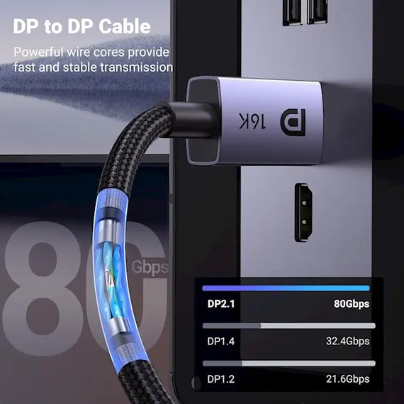 ვიდეო კაბელი UGREEN DP118 (15384), 16K DisplayPort To DisplayPort, 2m, Grey/Black, 6 image - TechMall.geვიდეო კაბელი UGREEN DP118 (15384), 16K DisplayPort To DisplayPort, 2m, Grey/Black, 6 image - TechMall.ge ,ვიდეო კაბელი UGREEN DP118 (15384), 16K DisplayPort To DisplayPort, 2m, Grey/Black, 6 image - TechMall.ge