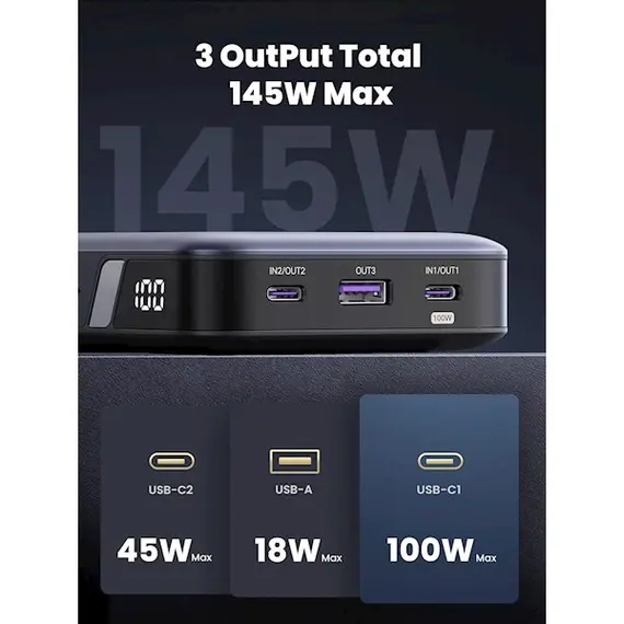 პორტატული დამტენი UGREEN PB205 (90597A), 25000mAh, USB, Type C, Power Bank, Grey, 5 image - TechMall.geპორტატული დამტენი UGREEN PB205 (90597A), 25000mAh, USB, Type C, Power Bank, Grey, 5 image - TechMall.ge ,პორტატული დამტენი UGREEN PB205 (90597A), 25000mAh, USB, Type C, Power Bank, Grey, 5 image - TechMall.ge