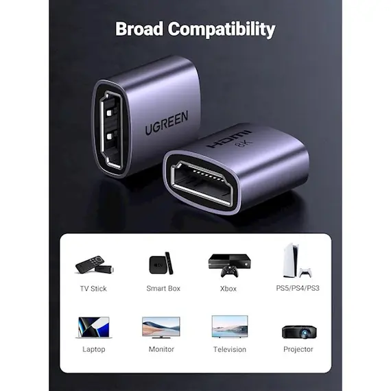 ადაპტერი UGREEN HD159 (90592), HDMI Female to HDMI Female Adapter, Grey, 2 image - TechMall.geადაპტერი UGREEN HD159 (90592), HDMI Female to HDMI Female Adapter, Grey, 2 image - TechMall.ge ,ადაპტერი UGREEN HD159 (90592), HDMI Female to HDMI Female Adapter, Grey, 2 image - TechMall.ge