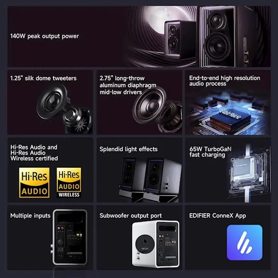დინამიკი Edifier QR65, 70W, Bluetooth, USB, USB-C, AUX, Speaker With GaN Charger, Black, 4 image - TechMall.geდინამიკი Edifier QR65, 70W, Bluetooth, USB, USB-C, AUX, Speaker With GaN Charger, Black, 4 image - TechMall.ge ,დინამიკი Edifier QR65, 70W, Bluetooth, USB, USB-C, AUX, Speaker With GaN Charger, Black, 4 image - TechMall.ge