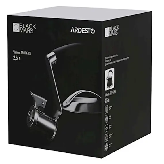 ჩაიდანი Ardesto Black Mars, 1.8 l, black, stainless steel, 3 image - TechMall.geჩაიდანი Ardesto Black Mars, 1.8 l, black, stainless steel, 3 image - TechMall.ge ,ჩაიდანი Ardesto Black Mars, 1.8 l, black, stainless steel, 3 image - TechMall.ge