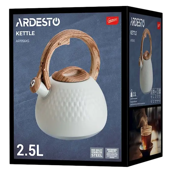 ჩაიდანი Ardesto Kettle Gemini, 2.5l, stainless steel, beige, 3 image - TechMall.geჩაიდანი Ardesto Kettle Gemini, 2.5l, stainless steel, beige, 3 image - TechMall.ge ,ჩაიდანი Ardesto Kettle Gemini, 2.5l, stainless steel, beige, 3 image - TechMall.ge