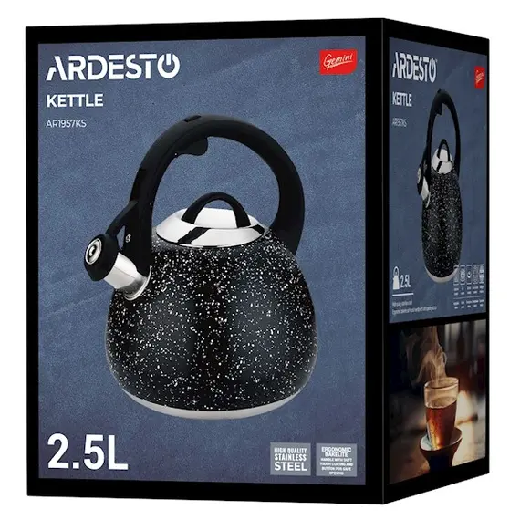 ჩაიდანი Ardesto Kettle Gemini, 2.5l, stainless steel, black, 5 image - TechMall.geჩაიდანი Ardesto Kettle Gemini, 2.5l, stainless steel, black, 5 image - TechMall.ge ,ჩაიდანი Ardesto Kettle Gemini, 2.5l, stainless steel, black, 5 image - TechMall.ge