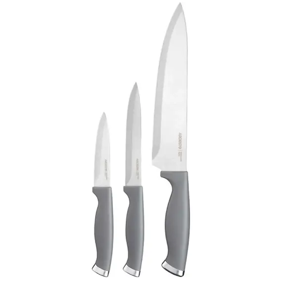 დანების ნაკრები Ardesto Knives Set Gemini Gourmet, 3pcs, stainless steel, plastic, grey - TechMall.geდანების ნაკრები Ardesto Knives Set Gemini Gourmet, 3pcs, stainless steel, plastic, grey - TechMall.ge ,დანების ნაკრები Ardesto Knives Set Gemini Gourmet, 3pcs, stainless steel, plastic, grey - TechMall.ge