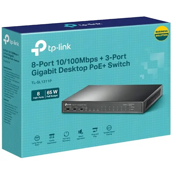 სვიჩი TP-link TL-SL1311P 8-Port 10/100 Mbps +3-Port Gigabit  Switch with 8-Port PoE+, 6 image - TechMall.geსვიჩი TP-link TL-SL1311P 8-Port 10/100 Mbps +3-Port Gigabit  Switch with 8-Port PoE+, 6 image - TechMall.ge ,სვიჩი TP-link TL-SL1311P 8-Port 10/100 Mbps +3-Port Gigabit  Switch with 8-Port PoE+, 6 image - TechMall.ge