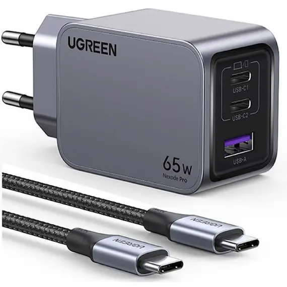 მობილურის დამტენი UGREEN 25871 Nexode Pro, 65W, USB, Type-C, Gray + Type-c Cable 1,5M - TechMall.geმობილურის დამტენი UGREEN 25871 Nexode Pro, 65W, USB, Type-C, Gray + Type-c Cable 1,5M - TechMall.ge ,მობილურის დამტენი UGREEN 25871 Nexode Pro, 65W, USB, Type-C, Gray + Type-c Cable 1,5M - TechMall.ge