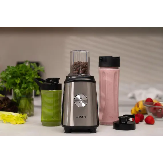ბლენდერი Ardesto Blender for smoothies BG-F350, 350W, 2in1, bottle-600ml, bottle-300ml, coffee grinder, black+silver, 2 image - TechMall.geბლენდერი Ardesto Blender for smoothies BG-F350, 350W, 2in1, bottle-600ml, bottle-300ml, coffee grinder, black+silver, 2 image - TechMall.ge ,ბლენდერი Ardesto Blender for smoothies BG-F350, 350W, 2in1, bottle-600ml, bottle-300ml, coffee grinder, black+silver, 2 image - TechMall.ge