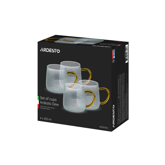 ჭიქების ნაკრები Ardesto Set of cups  Dew, 350ml, 4pcs, borosilicate glass, transparent, 3 image - TechMall.geჭიქების ნაკრები Ardesto Set of cups  Dew, 350ml, 4pcs, borosilicate glass, transparent, 3 image - TechMall.ge ,ჭიქების ნაკრები Ardesto Set of cups  Dew, 350ml, 4pcs, borosilicate glass, transparent, 3 image - TechMall.ge
