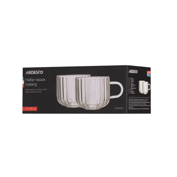 ჭიქების ნაკრები Ardesto Set of cups Iceberg A, 400ml, 2pcs, borosilicate glass, transparent, 3 image - TechMall.geჭიქების ნაკრები Ardesto Set of cups Iceberg A, 400ml, 2pcs, borosilicate glass, transparent, 3 image - TechMall.ge ,ჭიქების ნაკრები Ardesto Set of cups Iceberg A, 400ml, 2pcs, borosilicate glass, transparent, 3 image - TechMall.ge