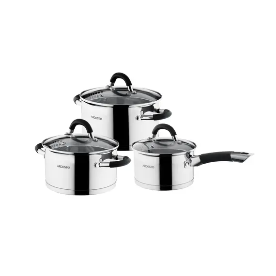 ქვაბების ნაკრები Ardesto Cookware set Gemini Monza with drain, 6pcs, stainless steel - TechMall.geქვაბების ნაკრები Ardesto Cookware set Gemini Monza with drain, 6pcs, stainless steel - TechMall.ge ,ქვაბების ნაკრები Ardesto Cookware set Gemini Monza with drain, 6pcs, stainless steel - TechMall.ge