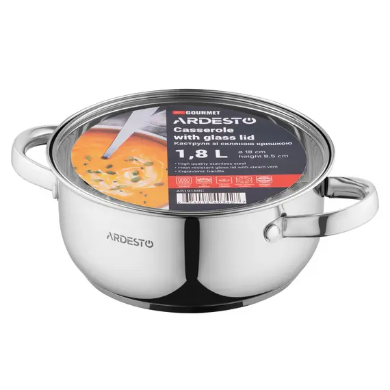 ქვაბი Ardesto Casserole with glass lid Gemini Gourmet Aosta, 1.8l, stainless steel, 4 image - TechMall.geქვაბი Ardesto Casserole with glass lid Gemini Gourmet Aosta, 1.8l, stainless steel, 4 image - TechMall.ge ,ქვაბი Ardesto Casserole with glass lid Gemini Gourmet Aosta, 1.8l, stainless steel, 4 image - TechMall.ge