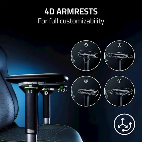 სათამაშო სავარძელი Razer chair Iskur V2 EPU Leather, 4D-Armrests, black-green, 6 image - TechMall.geსათამაშო სავარძელი Razer chair Iskur V2 EPU Leather, 4D-Armrests, black-green, 6 image - TechMall.ge ,სათამაშო სავარძელი Razer chair Iskur V2 EPU Leather, 4D-Armrests, black-green, 6 image - TechMall.ge