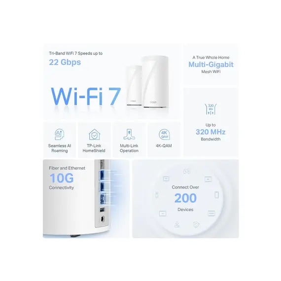 როუტერი TP-link Deco Deco BE85(1-pack)  BE19000 Whole Home Mesh Wi-Fi 7 Unit, 3 image - TechMall.geროუტერი TP-link Deco Deco BE85(1-pack)  BE19000 Whole Home Mesh Wi-Fi 7 Unit, 3 image - TechMall.ge ,როუტერი TP-link Deco Deco BE85(1-pack)  BE19000 Whole Home Mesh Wi-Fi 7 Unit, 3 image - TechMall.ge