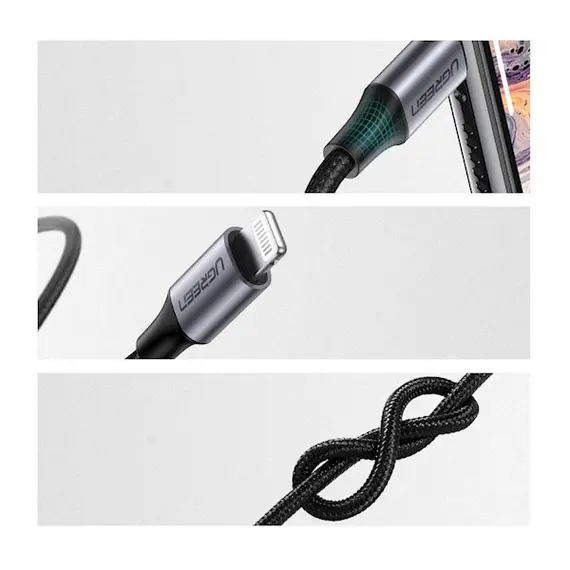 აუდიო ადაპტერი UGREEN US315 (70509), MFA Lightning To 3.5mm Aux Cable, 1M, Gray/Black, 4 image - TechMall.geაუდიო ადაპტერი UGREEN US315 (70509), MFA Lightning To 3.5mm Aux Cable, 1M, Gray/Black, 4 image - TechMall.ge ,აუდიო ადაპტერი UGREEN US315 (70509), MFA Lightning To 3.5mm Aux Cable, 1M, Gray/Black, 4 image - TechMall.ge