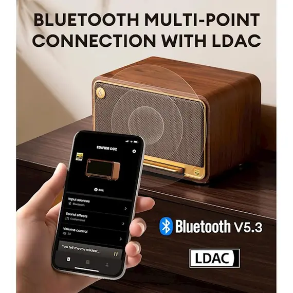 დინამიკი Edifier D32, 60W, Bluetooth, USB-C, AUX, Speaker, Brown, 6 image - TechMall.geდინამიკი Edifier D32, 60W, Bluetooth, USB-C, AUX, Speaker, Brown, 6 image - TechMall.ge ,დინამიკი Edifier D32, 60W, Bluetooth, USB-C, AUX, Speaker, Brown, 6 image - TechMall.ge