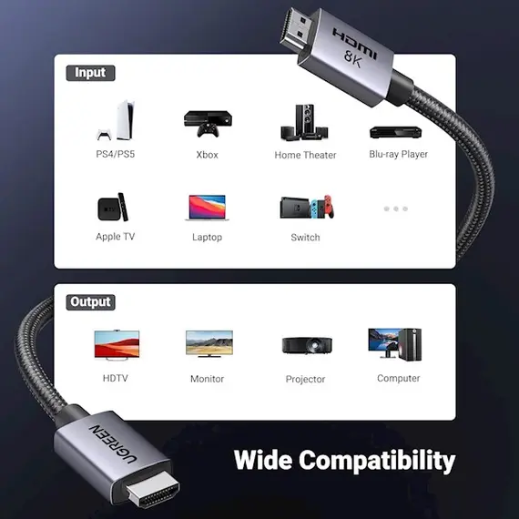 HDMI კაბელი UGREEN HD171(25911), 8K HDMI To HDMI, 3M, Grey, 5 image - TechMall.geHDMI კაბელი UGREEN HD171(25911), 8K HDMI To HDMI, 3M, Grey, 5 image - TechMall.ge ,HDMI კაბელი UGREEN HD171(25911), 8K HDMI To HDMI, 3M, Grey, 5 image - TechMall.ge
