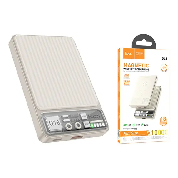 პორტატული დამტენი Hoco Q18 Tourer 22.5W fully compatible power bank with magnetic fast (10000mAh) milky white, 2 image - TechMall.geპორტატული დამტენი Hoco Q18 Tourer 22.5W fully compatible power bank with magnetic fast (10000mAh) milky white, 2 image - TechMall.ge ,პორტატული დამტენი Hoco Q18 Tourer 22.5W fully compatible power bank with magnetic fast (10000mAh) milky white, 2 image - TechMall.ge