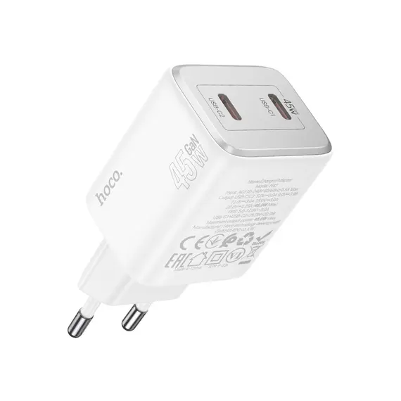 ადაპტერი Hoco N42 Elogiado dual-port PD45W (2C) charger white - TechMall.geადაპტერი Hoco N42 Elogiado dual-port PD45W (2C) charger white - TechMall.ge ,ადაპტერი Hoco N42 Elogiado dual-port PD45W (2C) charger white - TechMall.ge